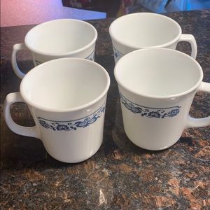 4 Corelle Old Town aka Blue Onion Mugs 10 oz .